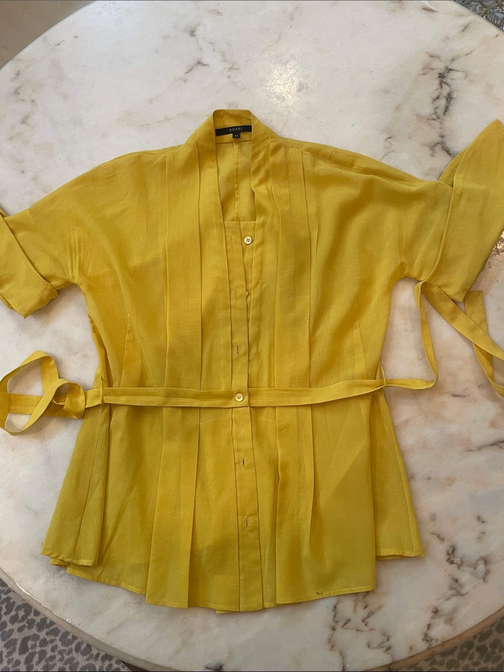 Gucci Bright Yellow Silk-Look Blouse - Picture 7 of 14